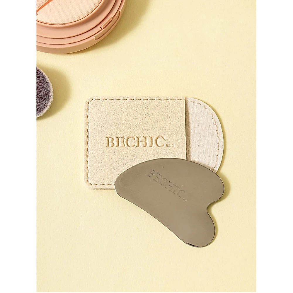 [MY]BECHIC Heart Stainless Steel Makeup Foundation Spatula with Portable Pocket Pouch Base Makeup Tool